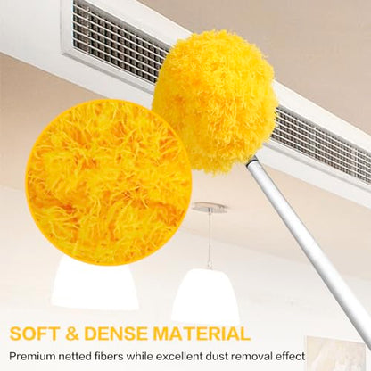 Ceiling Fan Cleaner Duster Reusable Microfiber Ceiling Fan Blade Cleaner Removable Duster with Extension Pole Adjusts 13 to 49.7 Inch for Cleaning Walls Bookshelves Furniture Door Window Top (Yellow) - color: Yellow