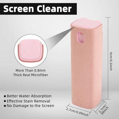 Car Screen Cleaner Kit, 4 Pcs 3-in-1 Touchscreen Mist Cleaner and Microfiber Cloth, for Car Display, iPhone, iPad, MacBook, Laptop, Computer Monitor, TV, Android (Pink*2 & Grey*1 & Black*1)