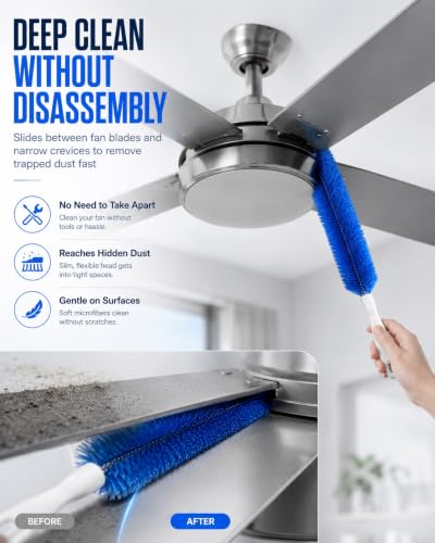 Bendable Microfiber Head Reusable Dust Remover 360° Flexible Fan Duster Brushes Cleaning Tools for Blinds Cleaner Brush Ceiling Blind Vent Ultimate Multi Purpose Dusters Home Upgrades(2PCS-A) - color: 2pcs-a