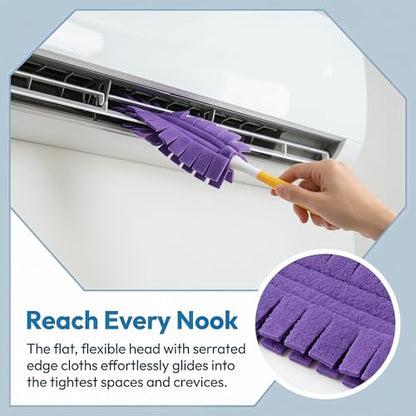 Reusable Duster Refills Compatible, New 360° Cleaning Fleece Refills Washable Duster Pads with Handle Included, Reusable Duster Refill Compatible for Furniture, Home Cleaning,Fan, Blinds (2 Set) - color: 2 Set
