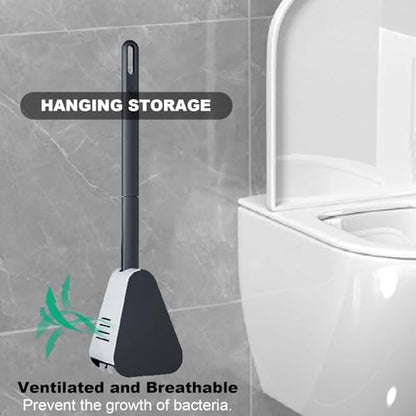 Toilet Brush, Long Handle Golf Toilet Brush with Holder 360° Deep Cleaning Flexible Silicone Toilet Cleaner Brush Wall Mounted for Bathroom (2Pcs Black) - color: 2pcs Black