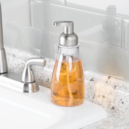 iDesign Refillable Foaming Soap Dispenser for Kitchen or Bathroom Vanity - Set of 2 - Clear/Brushed Nickel - color: Clear/Brushed Nickel, style: Pack of 2