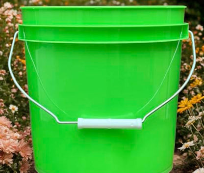 House Naturals 2 Gallon Food Grade - BPA Free Made in USA Buckets Lime Color pails with Screw On Gasket Lids (1, Lime - Orange lids) - color: Lime - Orange Lids