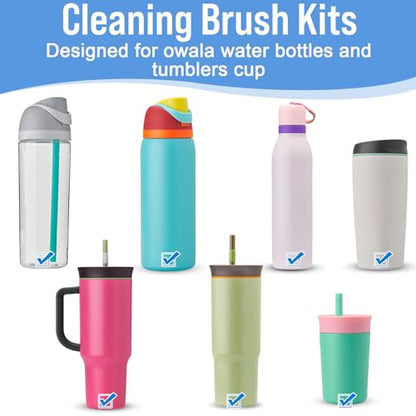 XANGNIER 5 Pcs Water Bottle Cleaner Brush Set for Owala 24oz/32oz/40oz Cup,Multifunctional Bottle Brush and Long Straw Cleaner Brush,Cleaning Kit for Owala/Stanley/Yeti Tumbler Cup Accessories - size: 5 pack