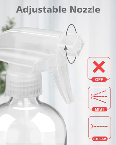 Rionisor Glass Spray Bottles with Silicone Sleeve Protection, Empty 16OZ Reusable Spray Bottles, Refillable Containers with Spray Nozzles for Cleaning Solutions, Plants and Essential Oils 1 Pack Red - color: Red, style: 1 Pack