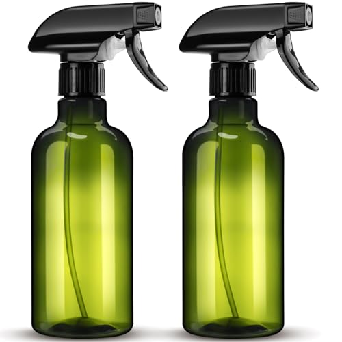 DIYSELF 2 Pack Spray Bottle for Cleaning Plastic Spray Bottles 16 oz 500ml Squirt Bottle for Hair Plants Pets Water Liquids Lab Empty Spray Bottles for Home and Garden, Lab Weighing Bottles (Green) - color: Olive Green, size: 2-Pack