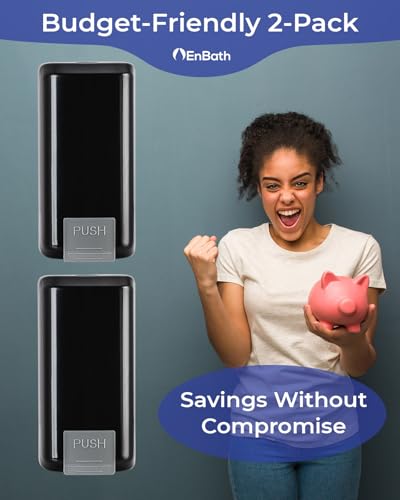 Wall Mounted Soap Dispenser with Large 34 oz. Capacity (2-Pack) - Black Commercial Hand Soap Dispensers or Hand Sanitizer Wall Mount Units That Hold 25 pct More Than Other Brands - ADA Compliant - size: 2-Pack