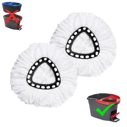 2 Pack Mop Replacement Heads for O-Ceda EasyWrin Spin Mop, Microfiber Spin Mop Refills, Easy Cleaning Mop Head Replacement - color: White, size: 2 Count (Pack of 1)