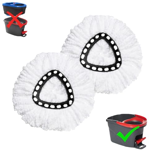 2 Pack Mop Replacement Heads for O-Ceda EasyWrin Spin Mop, Microfiber Spin Mop Refills, Easy Cleaning Mop Head Replacement - color: White, size: 2 Count (Pack of 1)