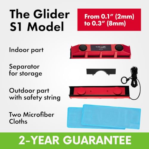Tyroler Outside Magnetic Window Cleaner Tool, Glider S-1 Fits Only Very Thin - 0.1"- 0.3" Windows, Double Sided Windows Cleaner Machine Tool | Magnet Window Cleaner Tools - size: Single-Glaze Fit 0.1"-0.3"