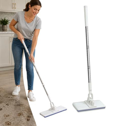 Hands-Free Multi-Purpose Flat Mop, Hands Free Flat Mop One Click with Any Cloth, Easy to Disassemble, Suitable for Tile, Wood, Laminate Floors, Kitchens, Bathrooms and Daily Home Cleaning Use (A) - color: A