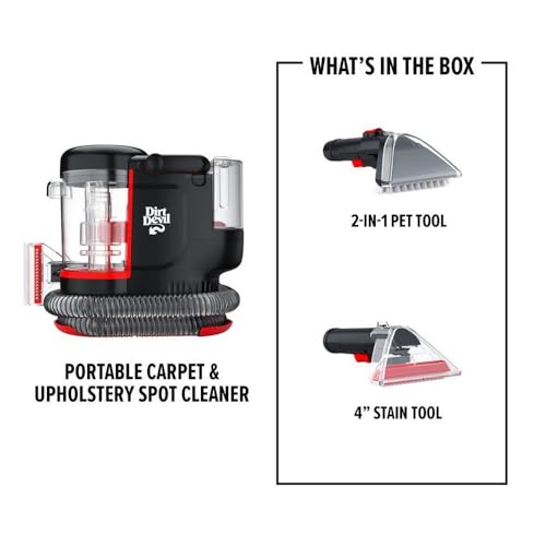 Dirt Devil Portable Spot Cleaner Machine for Carpet and Upholstery, Powerful Suction Spot Cleaning Machine with Versatile Tools, Pair with Dirt Devil Portable Cleaner Solution - style: Portable Spot