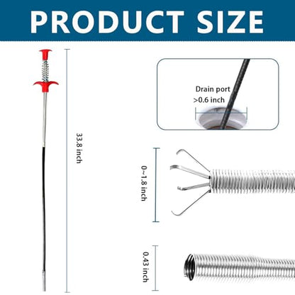 Drain Snake,33 inch Flexible Grabber Claw Pick Up Reacher Tool,Drain Clog Remover - Gutter Cleaning Tools for Home Sink, Bathroom Tub,Drain, Toilet, Tight Spaces - style: 33 in
