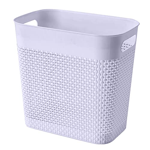 UUJOLY Plastic Small Trash Can Wastebasket, Garbage Container Basket for Bathrooms, Laundry Room, Kitchens, Offices, Kids Rooms, Dorms, (Grey, 3 Gallon) - color: Grey, size: 1 Pack