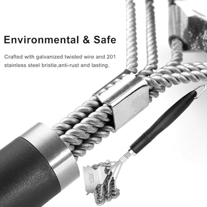 Grill Brush and Scraper Bristle Free – Safe BBQ Brush for Grill – 18'' Stainless Grill Grate Cleaner - Safe Grill Accessories for Porcelain/Weber Gas/Charcoal Grill – Gifts for Grill Wizard