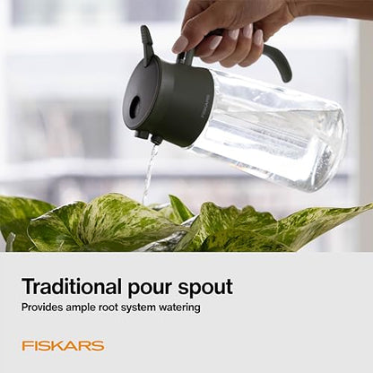 Fiskars 2-in-1 Mist & Pour Watering Can, Space Saving Glass Plant Mister with Thumb Pump Sprayer and Spout for Indoor Plants, Boost Humidity & Soak Roots of Houseplants, 17 oz, Modern Décor Style - size: Mist/Pour Combo
