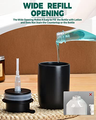 BosilunLife Lotion Pump Dispenser - Matte Black Soap Dispenser Bathroom Ceramic Dish Liquid Soap Dispenser for Kitchen, Bathroom Countertop Soap Dispensers - color: Black-liquid Pump