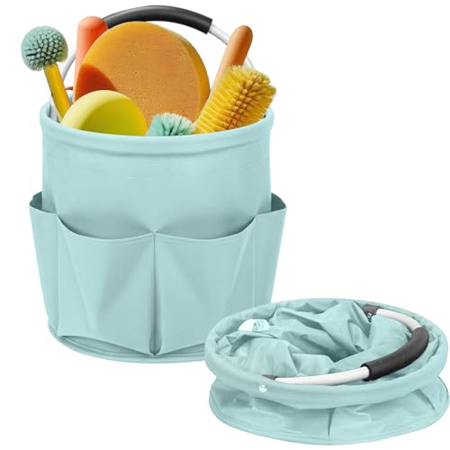 Cleaning Caddy for Cleaning Supplies,17L Cleaning Supply Caddy with Handle Foldable Cleaning Supplies Organizer Bucket Cleaning Products Organizers for Home, Garden (Light Blue) - color: Light Blue