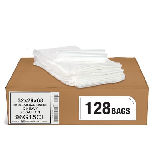 Aluf Plastics - Extra Strong Recycling Bag, 95 Gallon, 1.5 Mil, 61"x68", Clear, 128 Count - style: 95 Gal, 1.5 Mil, 128 Count