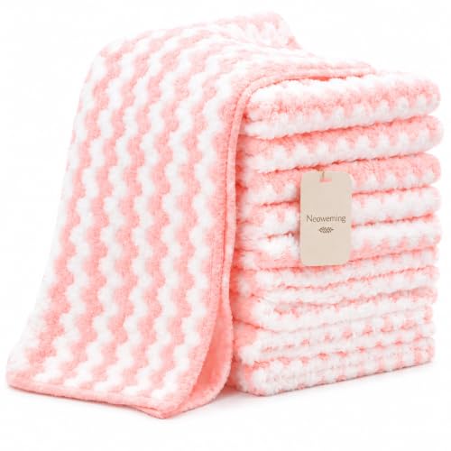 10 Pack Mircofiber Dish Cloths, Upgrade Kitchen Dish Rags, Reusable Cleaning Cloths, Kitchen Washcloths Towels, Lint Free/Absorbent/Nonstick Oil Kitchen Rags, 10''x10'' (Pink) - color: Pink, size: NEW 10 x 10 Inch - 10PCS