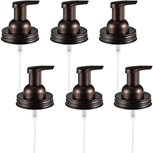 Amolliar Mason Jar Foaming Soap Dispenser Pump Lids, Foaming Pump Replacement Kit for Pint Regular Mouth Mason Jar, Refill Hand Soap, Waterproof Labels, Kitchen Bathroom Farmhouse Decor, Bronze 6 Pack - color: Black, size: 6 Pack