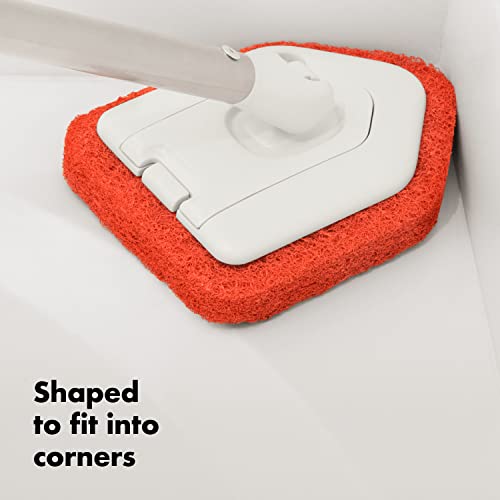 OXO Good Grips Extendable Shower, Tub and Tile Scrubber – 42 in, Versatile Cleaning Supplies, Non-Scratch Shower Cleaner with Adjustable Handle