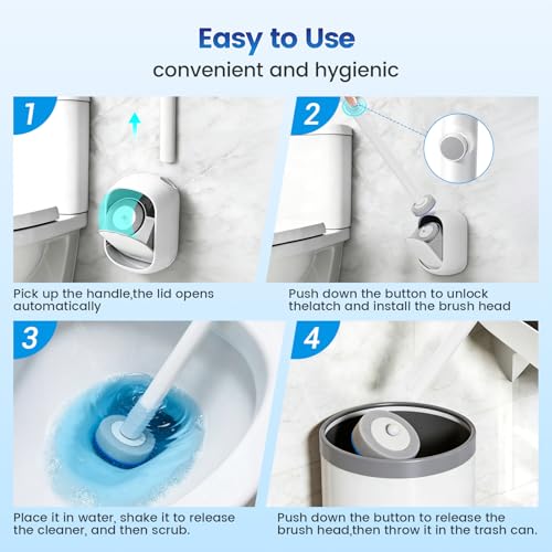 JUDRDO Disposable Toilet Brush,Toilet Bowl Cleaner,Wall Mounted Toilet Bowl Brush with 36 Refills for Deep Toilet Cleaning,Toilet Brush and Holder Set for Hygienic Bathroom Maintenance - size: 1 Brush+36 Refills