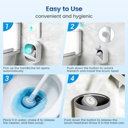 JUDRDO Disposable Toilet Brush,Toilet Bowl Cleaner,Wall Mounted Toilet Bowl Brush with 36 Refills for Deep Toilet Cleaning,Toilet Brush and Holder Set for Hygienic Bathroom Maintenance - size: 1 Brush+36 Refills