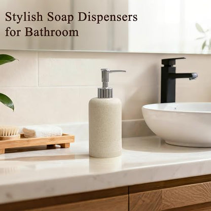 YMXYJM 2pcs/Set Hand Soap Dispenser Sets - 10.8oz Refillable Resin Liquid Soap Dispensers with Rust-Proof Pump for Bathroom Countertop or Kitchen, Beige - color: Beige