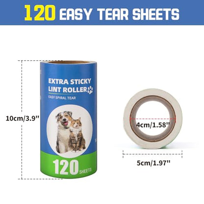 Lint Roller Refills 6 Pack (720 Sheets) | Extra Sticky, Fit 3.8"-4" Standard Size Lint Roller, Inner Diameter at 1.5", For Pet Hair, Clothes, Furniture, Cars - color: 6 Pack