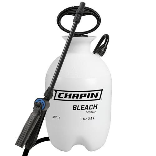 Chapin 20074: Made in the USA Disinfectant Bleach Sprayer, 1-Gallon, Adjustable Cone Nozzle, Compatible with Bleach Solutions and Fungicides, Bonus Spray Shield, Translucent White - size: 1 Gallon Bleach
