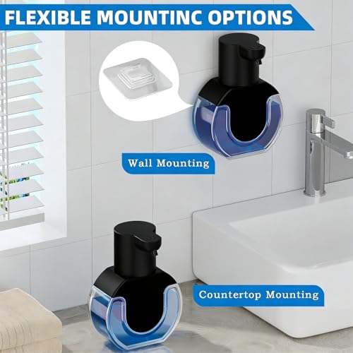 Automatic Soap Dispenser Touchless,Rechargeable Foaming Soap Dispenser,15oz/420ml Smart Hand Soap Dispensers,4-Level Adjustable,Wall Mount for Bathroom Kitchen Dish Soap,Hands-Free (Black) - color: Black, style: Foam