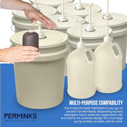 5 Gallon Pump Dispenser - Pump for 5 Gallon Bucket, Jug, Bottle, Large Container - Great for Shampoo & Conditioner, Laundry Detergent, Snow Cone Syrup, Bleach Liquid, Oil & More (Pack of 12) - size: 12-Pack