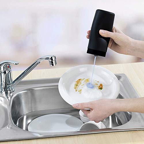 Dishwashing Soap Dispenser,Dishwashing Liquid Dispenser,Dish Detergent Dispenser,Dish Soap Silicone Squeeze Bottle for Kitchen and Bathroom. (Black) - color: Black