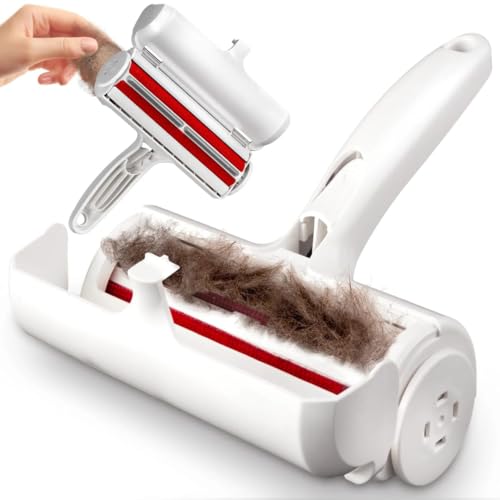 Pet Hair Remover Roller for Dog Hair and Cat Hair – Self-Cleaning Lint Roller for Furniture, Couch, Carpet, Clothing, Bedding and Car Seats – Reusable, Durable, Portable Fur Removal Tool
