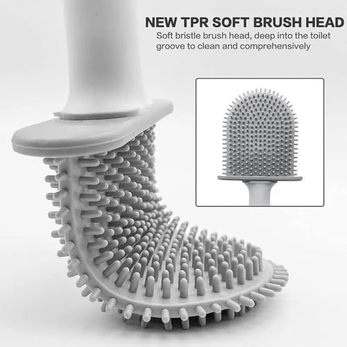 RV Silicone Toilet Brush with Holder, Drill-Free Wall Mounted Toilet Bowl Cleaner, Anti-Drip Anti-Roll Compact Brush for RV Camper & Small Bathroom - color: Blue