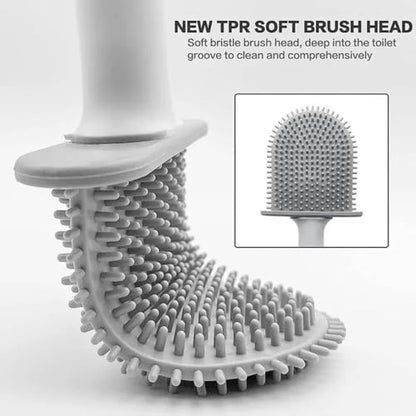 RV Silicone Toilet Brush with Holder, Drill-Free Wall Mounted Toilet Bowl Cleaner, Anti-Drip Anti-Roll Compact Brush for RV Camper & Small Bathroom - color: Orange