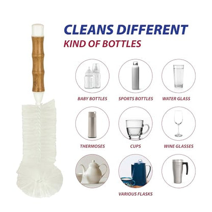 HIC Kitchen Bamboo Water Bottle Brush, Natural Bamboo with Non-Scratch Bristles - style: Water Bottle Brush