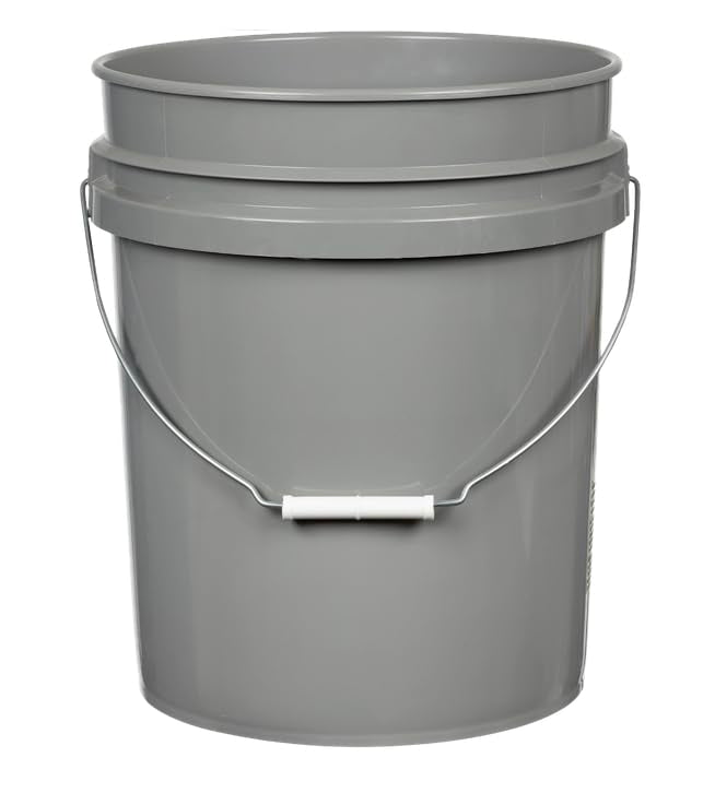 House Naturals 5 Gallon Premium HPDE Plastic Bucket - Made in USA Food Grade Storage Container, BPA Free All Purpose Pail (1, Gray) - color: Gray