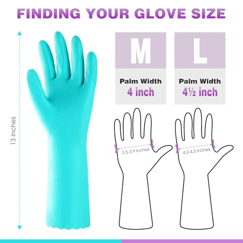 Elgood Reusable Dishwashing Cleaning Gloves with Latex free, Cotton lining,Kitchen Gloves 2 Pairs,Purple+blue large (Pack of 2) - color: Purple+blue, size: Large (Pack of 4)
