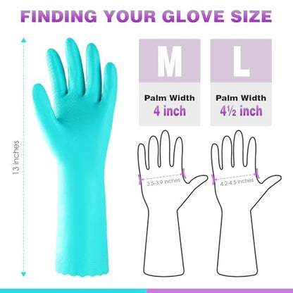 Elgood Reusable Dishwashing Cleaning Gloves with Latex free, Cotton lining,Kitchen Gloves 2 Pairs,Purple+blue large (Pack of 2) - color: Purple+blue, size: Large (Pack of 4)