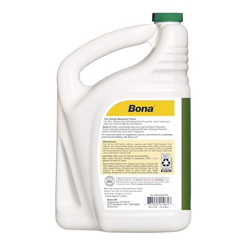 Bona Multi-Surface Floor Cleaner Refill - 96 fl oz - Lemon Mint - Residue-Free Floor Cleaning Solution refill for Spray Mop and Spray Bottles - For Use on Stone, Tile, Laminate, and Vinyl Floors - size: 96 Fl Oz (Pack of 1)