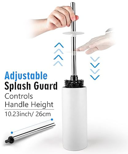Matt White Ceramic Toilet Brush and Holder Set, Durable Bristles Non Scratch Toilet, Long Stainless Steel Handle, Freestanding Toilet Bowl Cleaners Brush, Scrubber Brush for Toilet - color: Matt White, size: Set/1