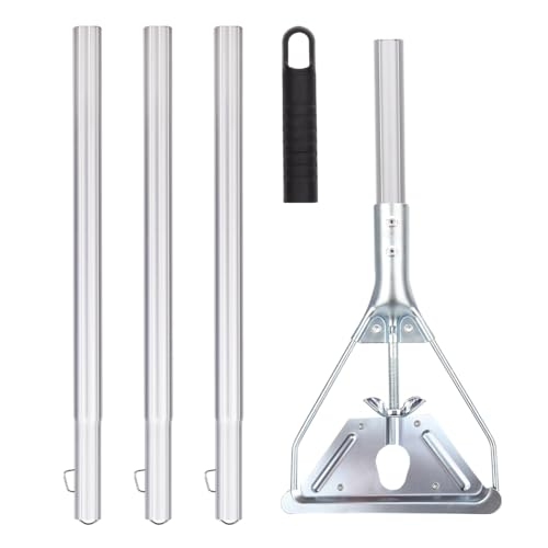 Mop Handle Commercial Heavy Duty - 57 Inch Industrial Metal Clamp Mop Stick Replacement for Floor Cleaning - Professional Mops Head Replacement Holder - color: Black 1 - Metal Clamp