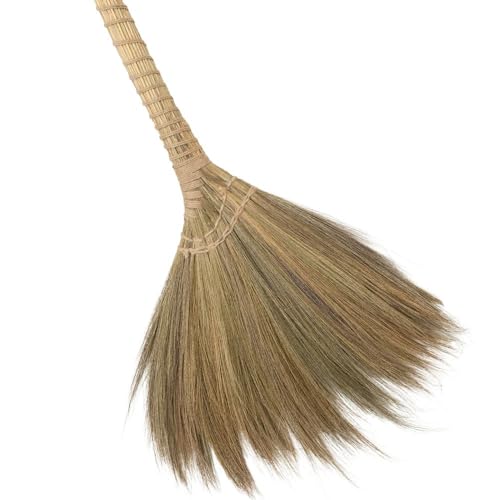 Outdoor Broom for Floor Cleaning, 43.3'' Length Heavy-Duty Natural Grass Broom for Sweeping Concrete Courtyard Garage Patio Indoor Home Kitchen Office Lobby - style: Style Traditional