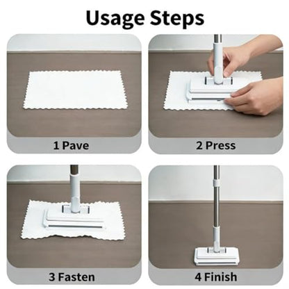 Hands Free Multi Purpose Flat Mop - Lazy Cleaning & Face Towel, Hands Free Flat Mop, Zero Touch Mini Grip Mops, Self-Locking Flats Compatible with Any Cloth, for Walls, Floors, Ceilings (37.41in) - color: 37.41in