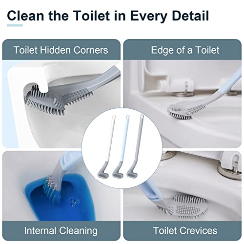 Toilets Brushes, Toilet Cleaning Brush,Golf Flexible Bendable Silicone Long Handled Toilet Brushes, 360°Deep Toilets Bowl Cleaning Brush,Quick Drying Scrubber for Bathroom with Hook (White) - color: White