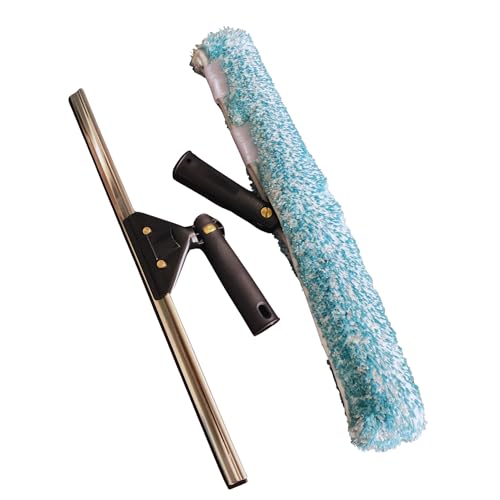 Window Squeegee 18 inch and Window Washer with Swivel Handle, Professional Window Cleaning Kit, Window Scrubber with Durable Aluminum T-Bar for Window Cleaning