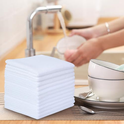 SINLAND Microfiber Cleaning Cloth Dish Cloth Kitchen No Streak Absorbent Dish Rags Lens Cloths 12Inchx12Inch 12 Pack White - color: White