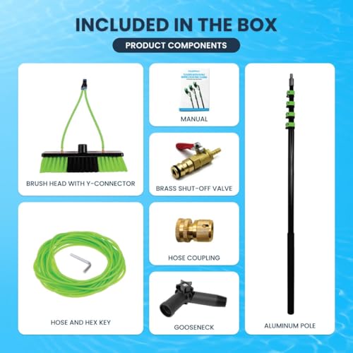 EquipMaxx Superlite Aluminum Water Fed Pole Kit Lightweight 24 Feet - Outdoor Window Cleaner Window Glass Solar Panel Cleaning System, Washing Equipment Tool Solution: Hose Spray Washer